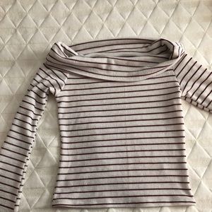 Off the Shoulder Red and White Striped Top